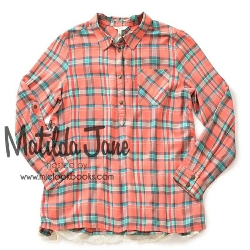 Matilda Jane Womens sz M Orange Plaid Once Upon A